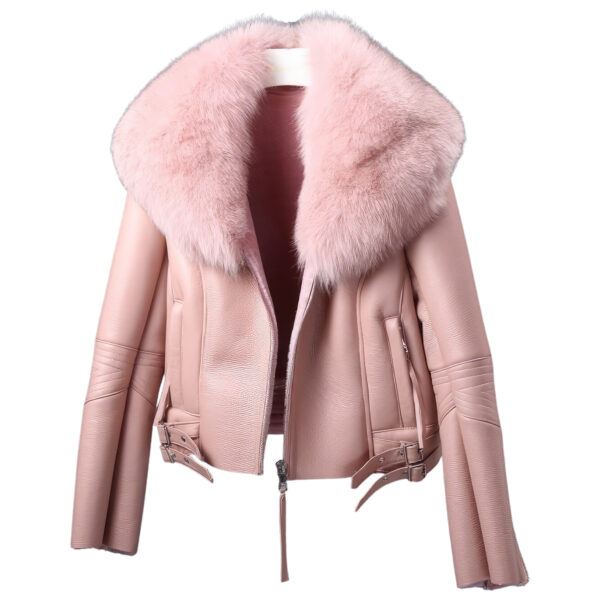 Womens Pink Casual Classic Warm Luxury Leather Jacket