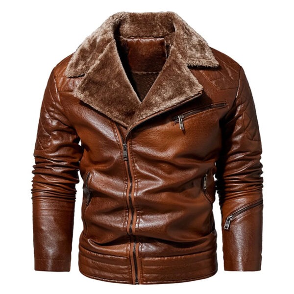 MenS Biker Brown Motorcycle Rider Windproof Leather Jackets
