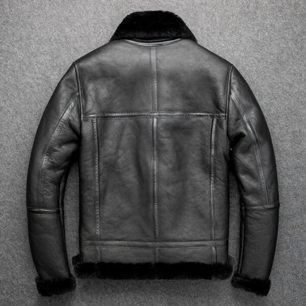 Men's Black B3 Bomber Shearling Leather Jacket - Image 3