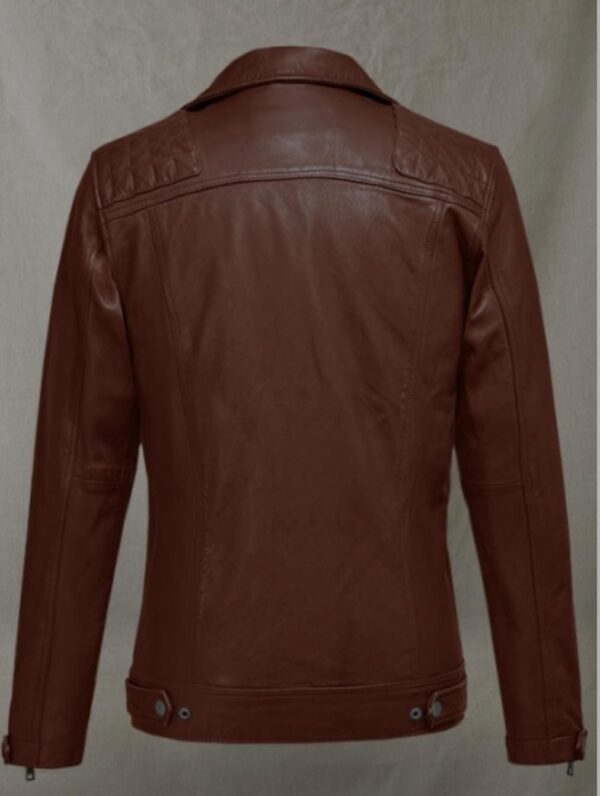 Brown Genuine Biker Leather jacket - Image 3