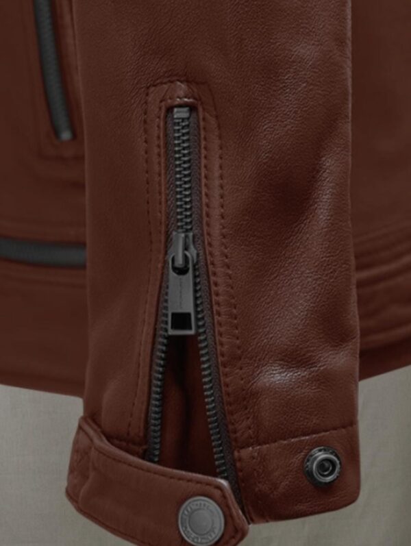 Brown Genuine Biker Leather jacket - Image 5
