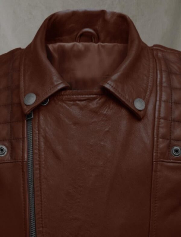 Brown Genuine Biker Leather jacket - Image 2