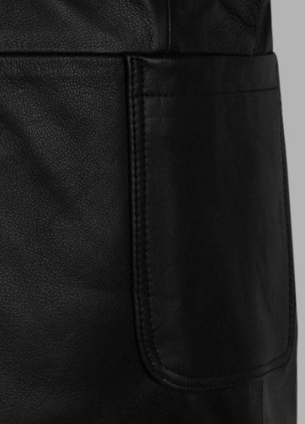 Black Lapel Leather Blazer for Men - Image 5
