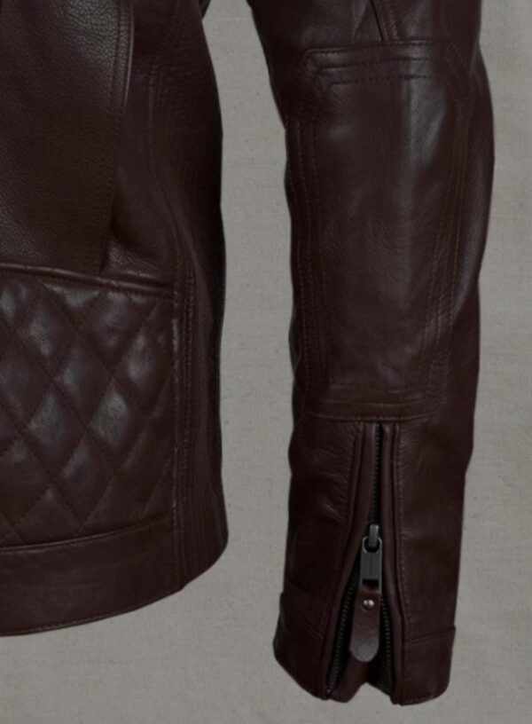 Brown Moto Rider Leather Jacket - Image 4
